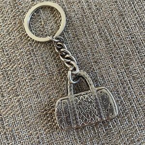 Rare Vintage Vera Bradley Purse Bag Silver Metal Keychain Key Chain Key Ring